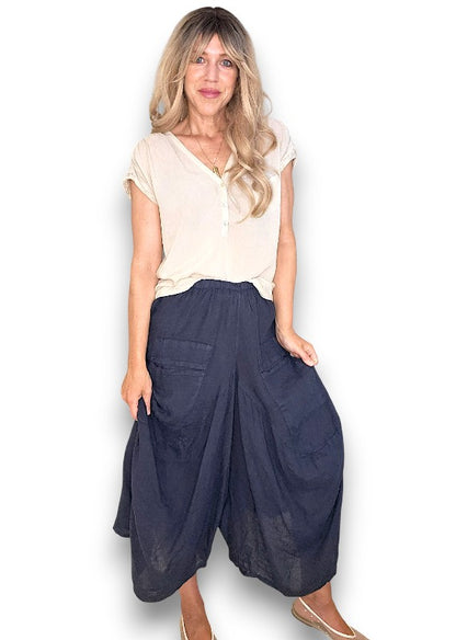 Navy Normandie Linen Pants