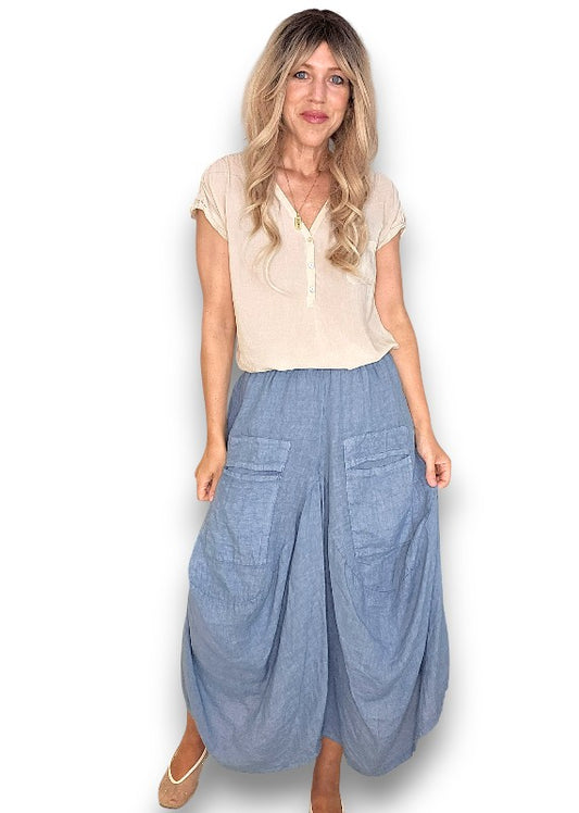 Petrol Normandie Linen Pants