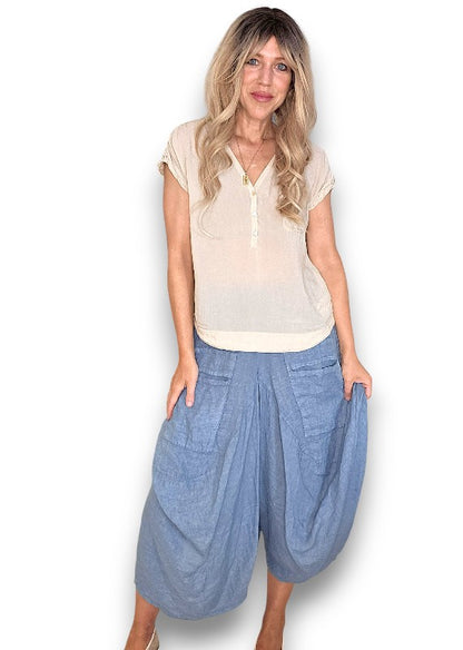 Petrol Normandie Linen Pants