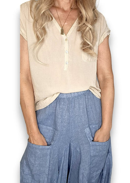 Petrol Normandie Linen Pants