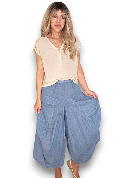 Petrol Normandie Linen Pants