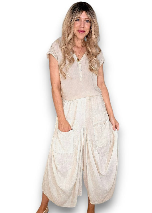 Beige Normandie Linen Pants