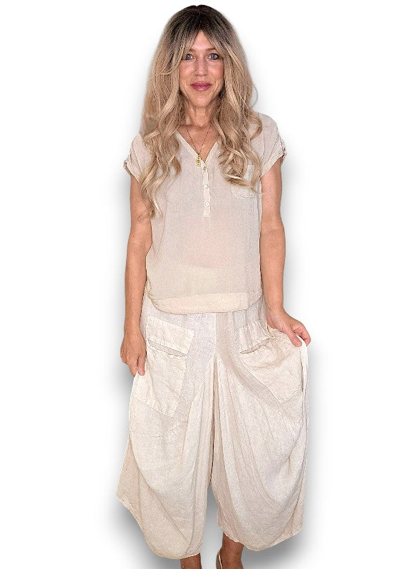 Beige Normandie Linen Pants