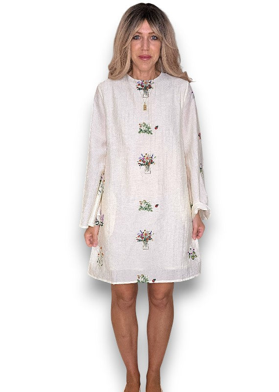 ACKLEJA Ivory Doily Trumpet Dress