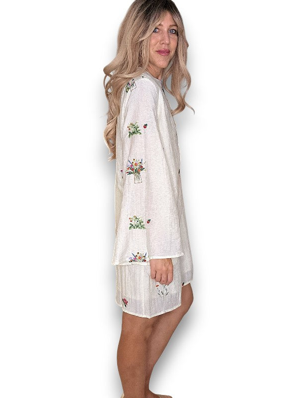 ACKLEJA Ivory Doily Trumpet Dress