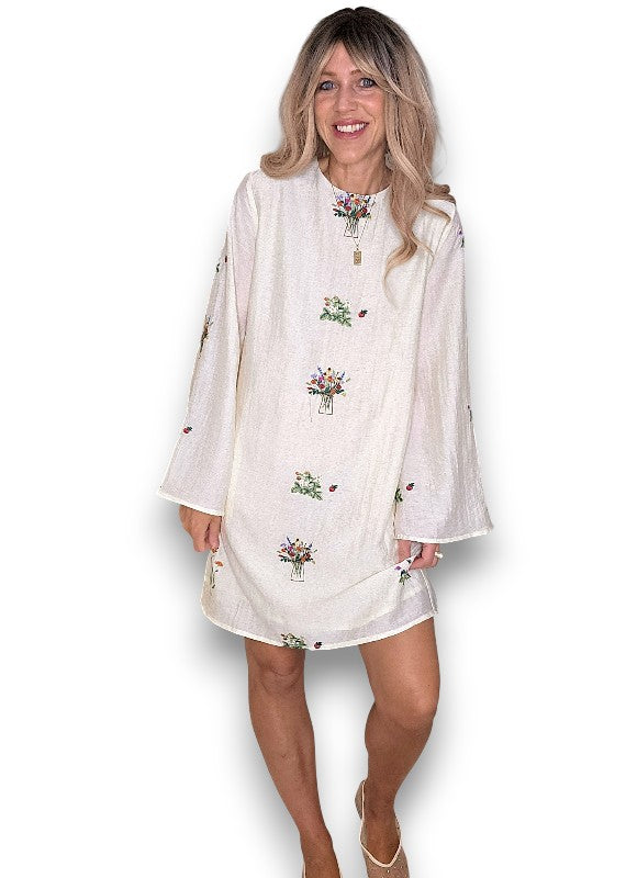 ACKLEJA Ivory Doily Trumpet Dress
