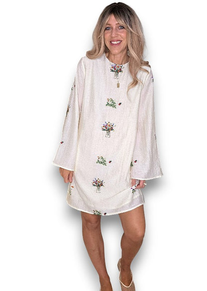ACKLEJA Ivory Doily Trumpet Dress