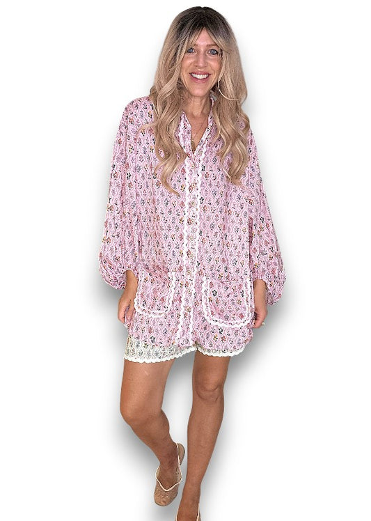 ACKLEJA Pink Wallflower Tunic
