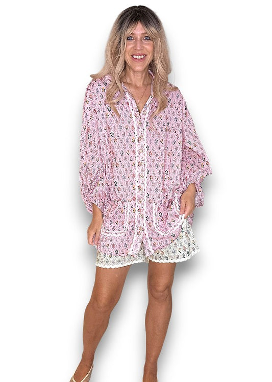 ACKLEJA Pink Wallflower Tunic