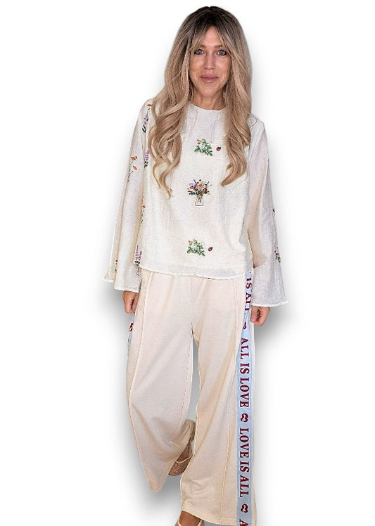 ACKLEJA Ivory Doily Trumpet Top