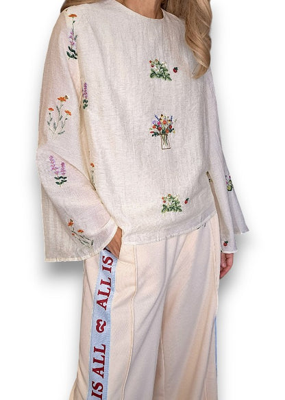 ACKLEJA Ivory Doily Trumpet Top