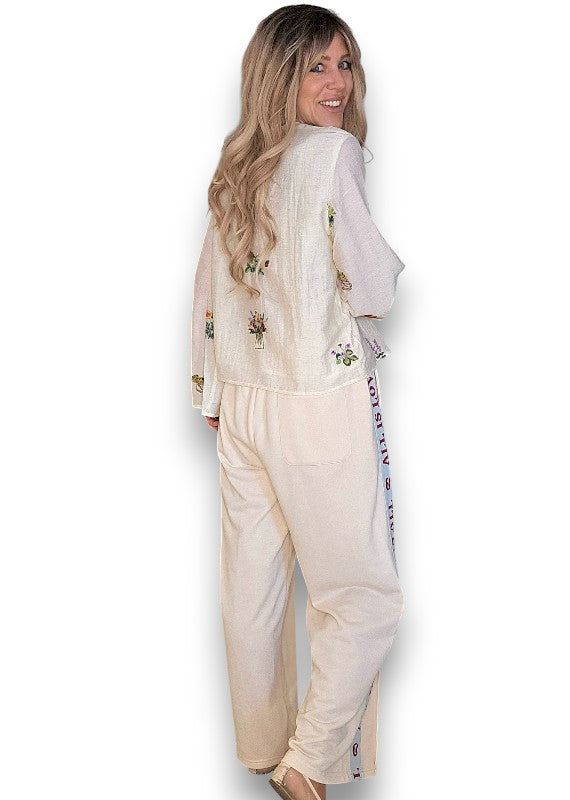 ACKLEJA Ivory Doily Trumpet Top
