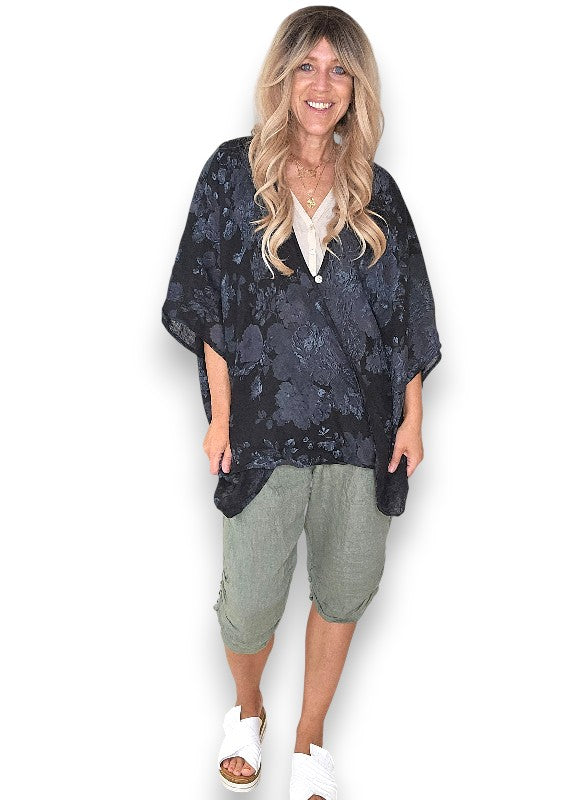 Black Scarlett Rose Hemmingway Wrap