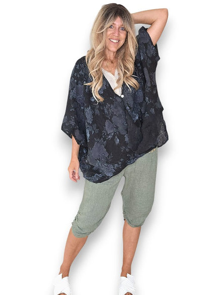 Black Scarlett Rose Hemmingway Wrap