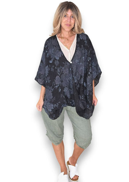 Black Scarlett Rose Hemmingway Wrap