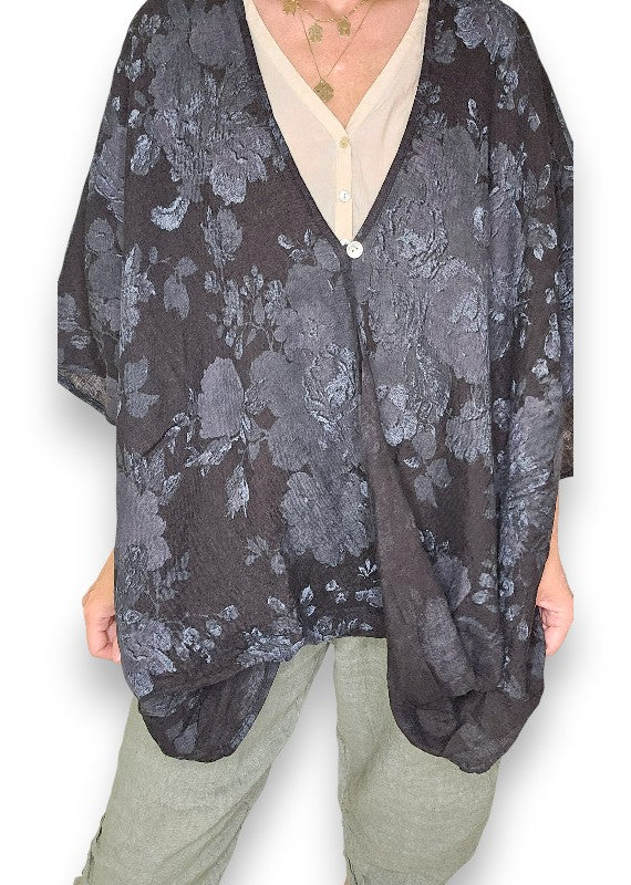 Black Scarlett Rose Hemmingway Wrap