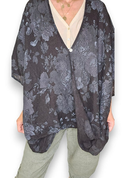 Black Scarlett Rose Hemmingway Wrap