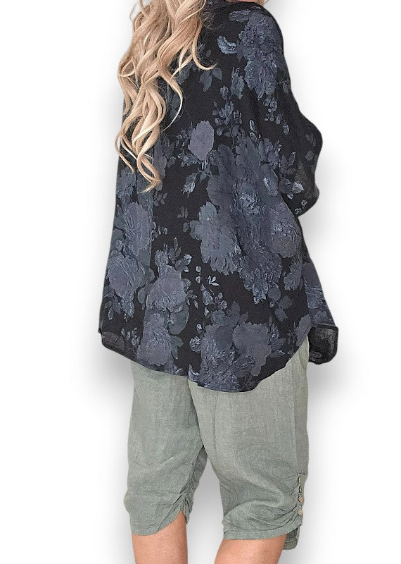 Black Scarlett Rose Hemmingway Wrap