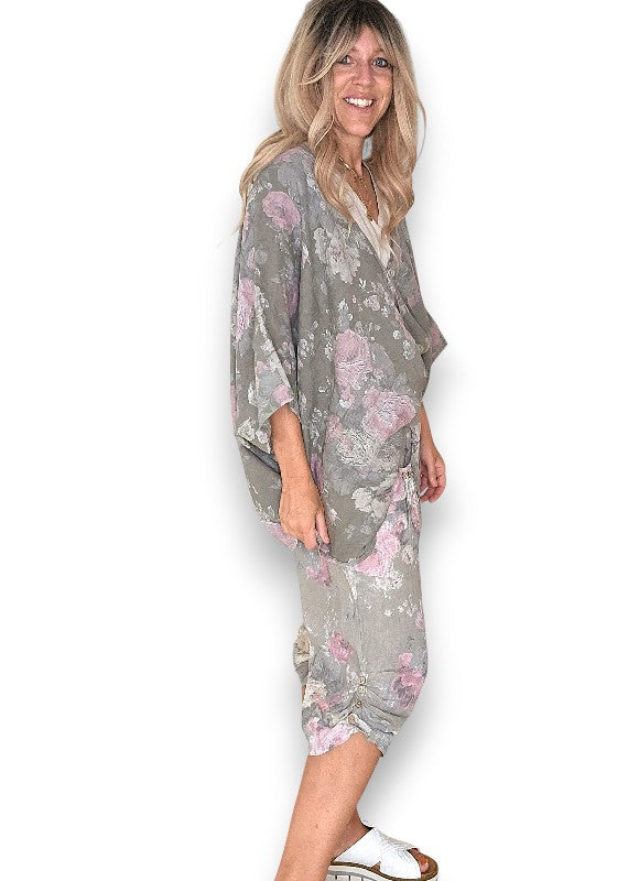 Mocha Scarlett Rose Capri Linen Pant