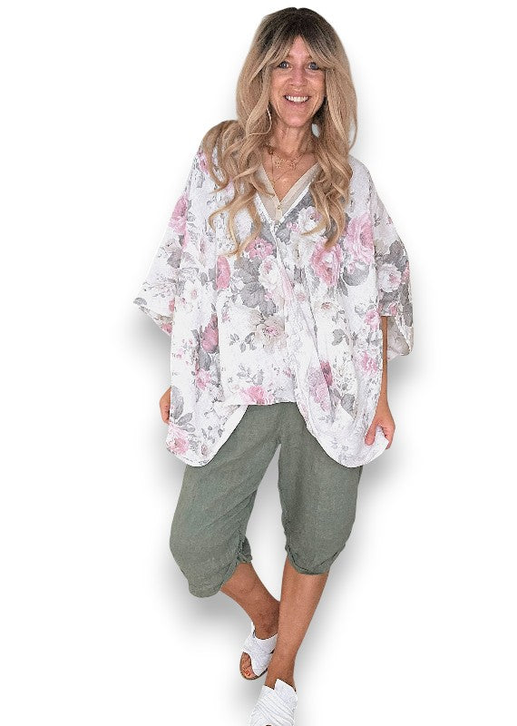 White Scarlett Rose Hemmingway Wrap