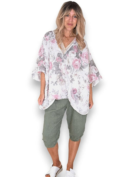 White Scarlett Rose Hemmingway Wrap