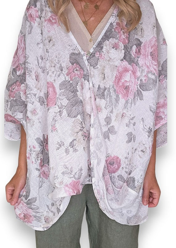 White Scarlett Rose Hemmingway Wrap