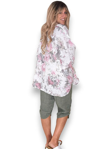 White Scarlett Rose Hemmingway Wrap