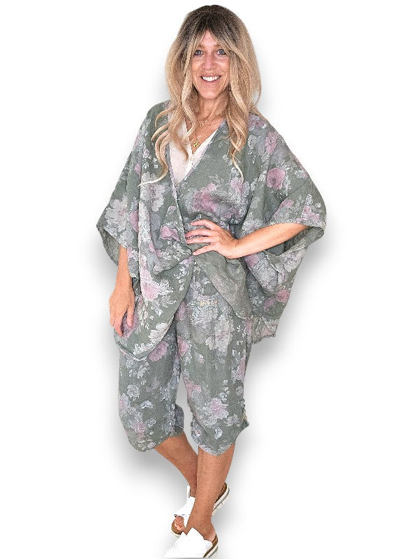 Forest Scarlett Rose Capri Linen Pant