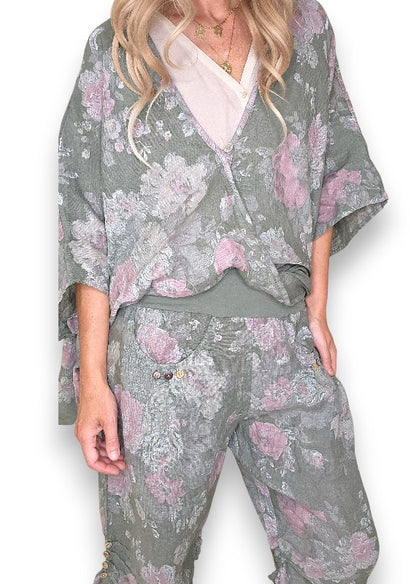 Forest Scarlett Rose Capri Linen Pant