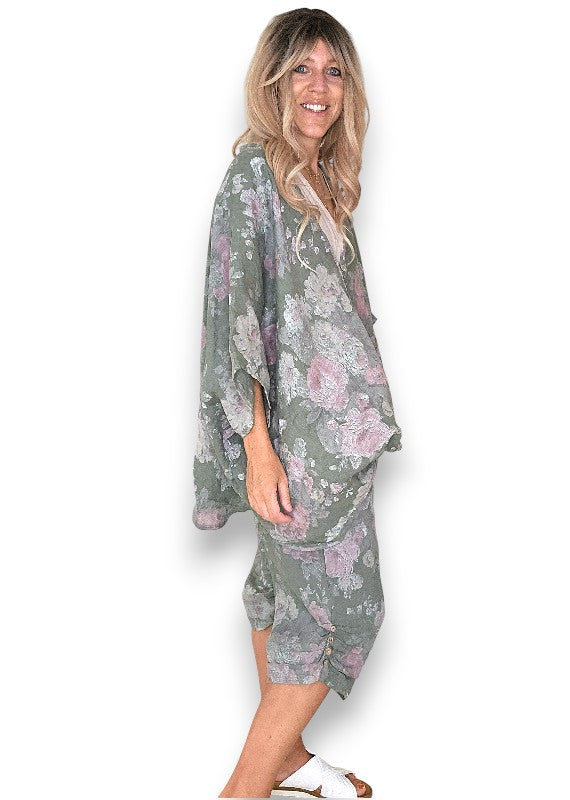 Forest Scarlett Rose Capri Linen Pant
