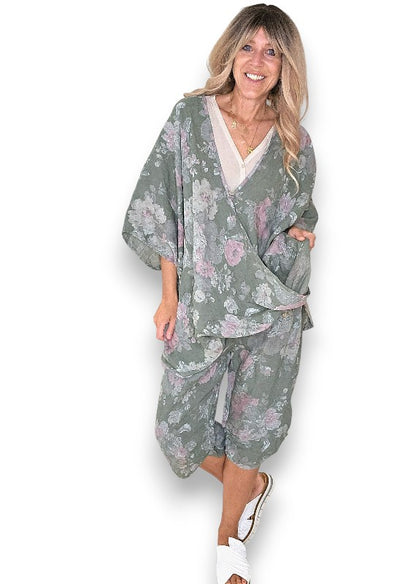 Forest Scarlett Rose Capri Linen Pant