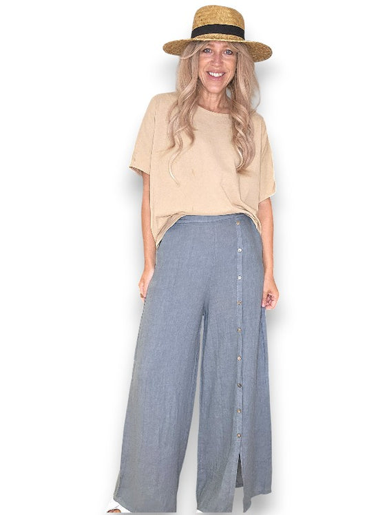 Dark Grey Front Row Button Sailor Pant