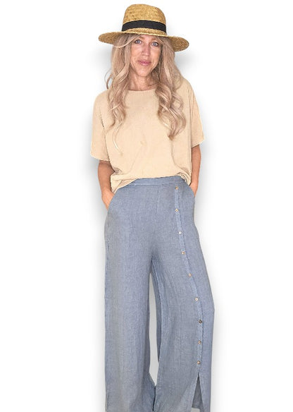 Dark Grey Front Row Button Sailor Pant