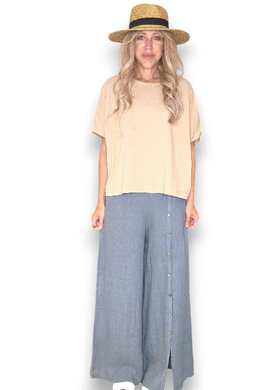 Dark Grey Front Row Button Sailor Pant