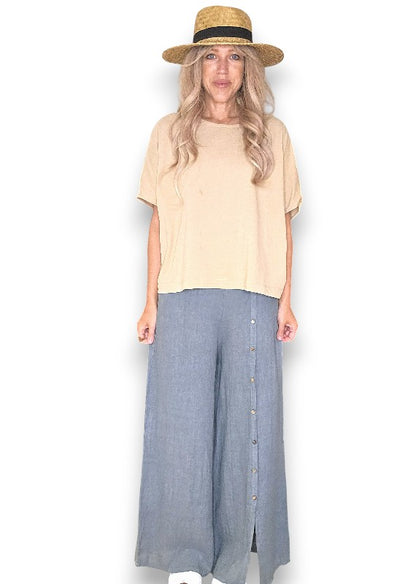Dark Grey Front Row Button Sailor Pant