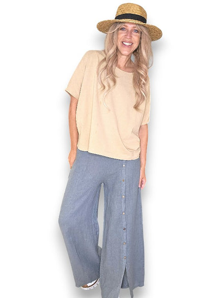 Dark Grey Front Row Button Sailor Pant