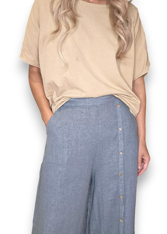 Dark Grey Front Row Button Sailor Pant