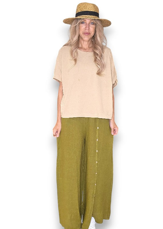 Olive Front Row Button Sailor Pant