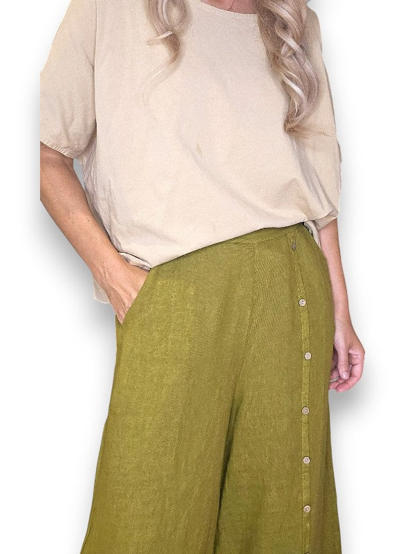 Olive Front Row Button Sailor Pant