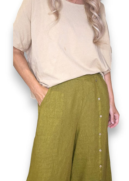 Olive Front Row Button Sailor Pant