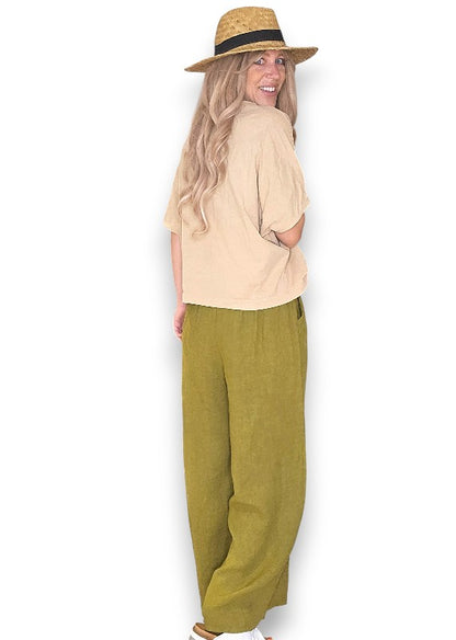 Olive Front Row Button Sailor Pant