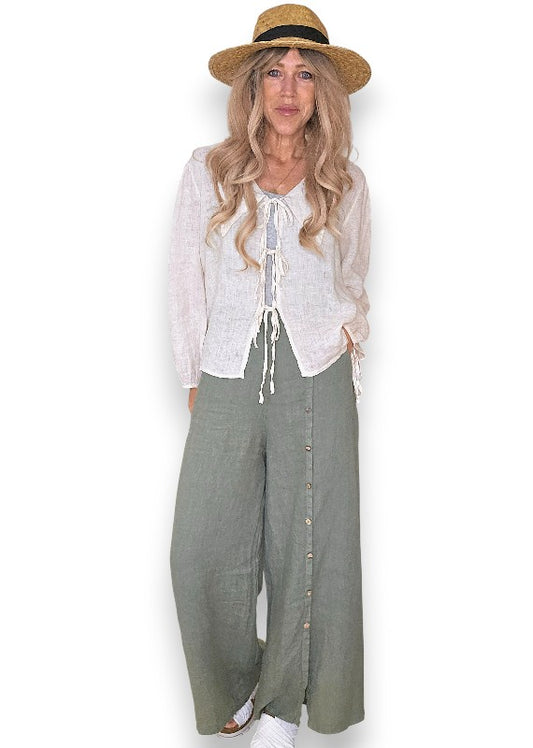 Forest Front Row Button Sailor Pant
