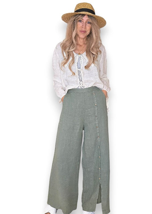 Forest Front Row Button Sailor Pant