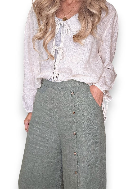 Forest Front Row Button Sailor Pant
