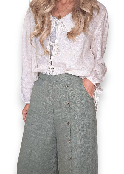 Forest Front Row Button Sailor Pant