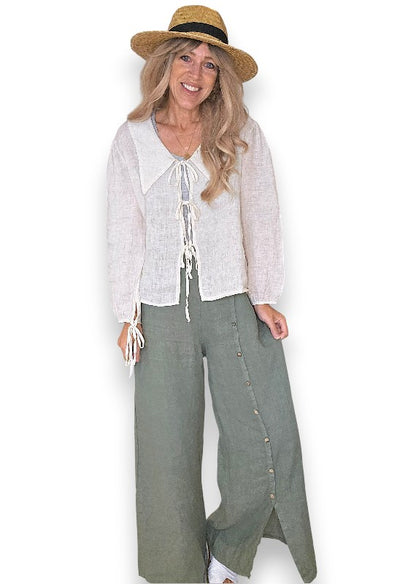 Forest Front Row Button Sailor Pant