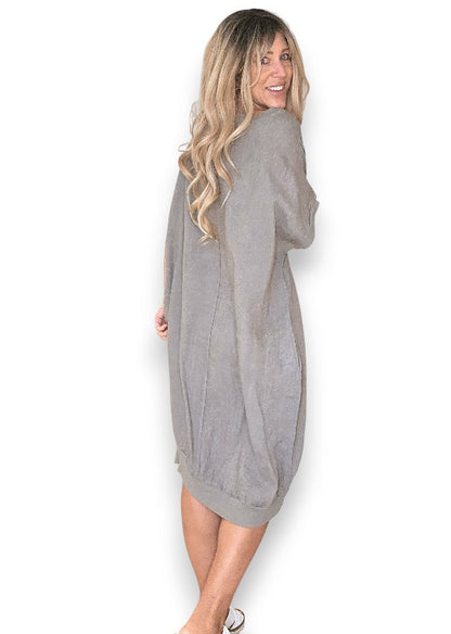 Mocha Plain Elastic Hem Dress