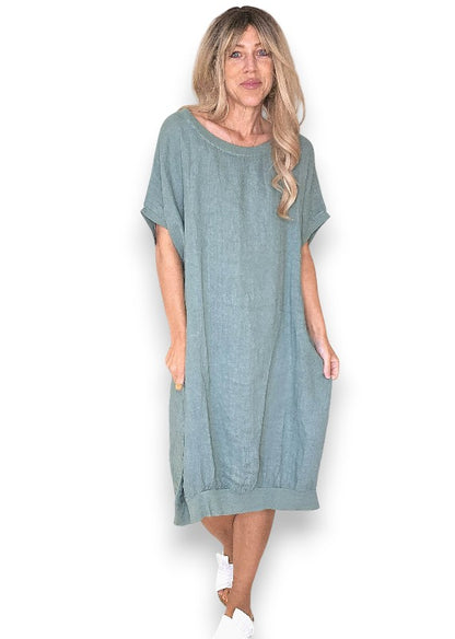 Forest Plain Elastic Hem Dress