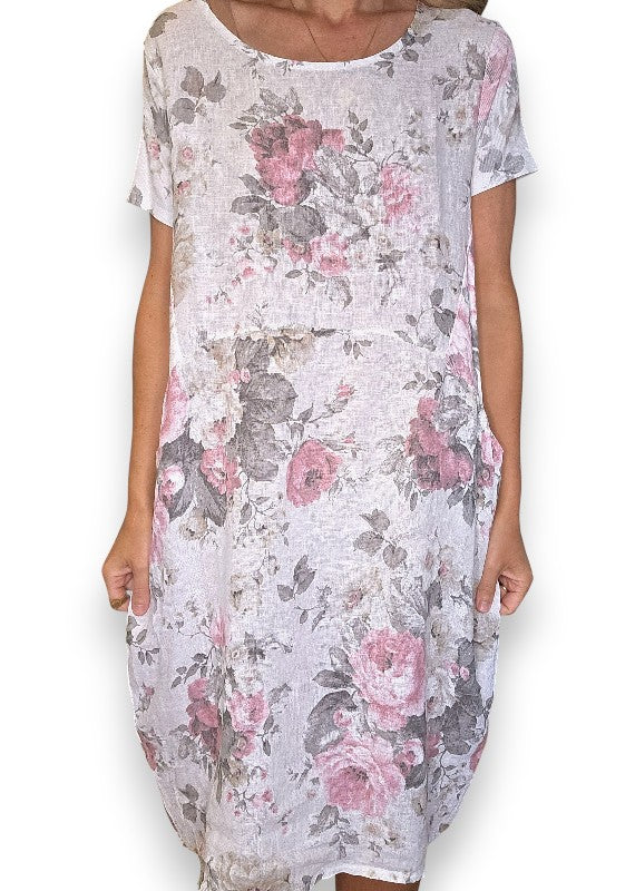 White Scarlett Rose Jungle Dress