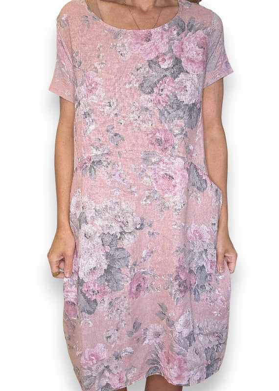 Baby Pink Scarlett Rose Jungle Dress